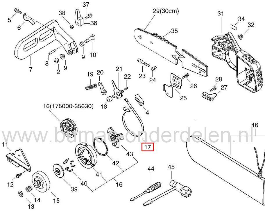 Remband voor Echo Kettingzaag CS3000 - CS3050 - CS3400 en CS3450 Motorzaag, Remstrip voor Echo Kettingzagen CS 3050 - CS 3400 en CS 3450 Kettingrem