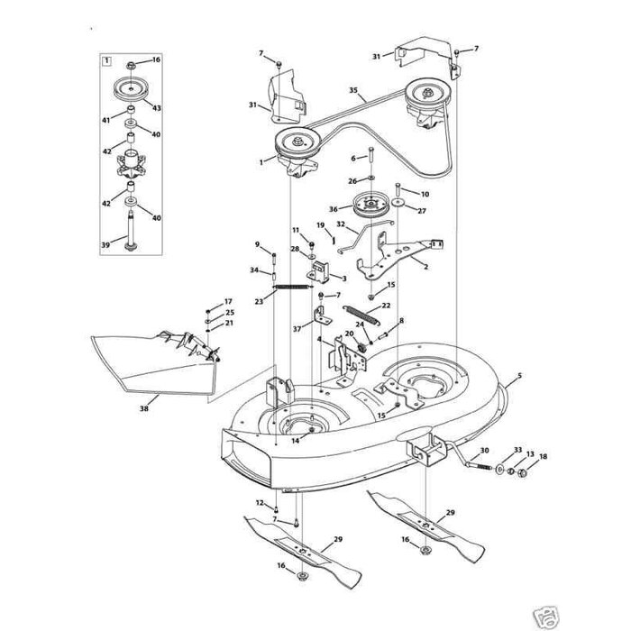 Mesas met Houder en lagers Compleet voor MTD - Yardman - Wolf - Cub Cadet - White en Bolens Zitmaaier Lagerhuis