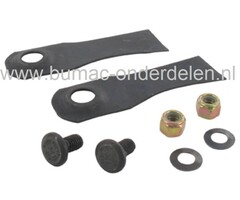 Messet 12,3 Cm VICTA voor Power Torque (vanaf 1985), Victa Mestips Set van 2 Stuks voor Grasmaaiers, Benzinemaaiers, Maaimes, Mesjes met Bouten en Moeren voor Victa Gazonmaaiers, Motormaaiers vanaf bouwjaar 1985