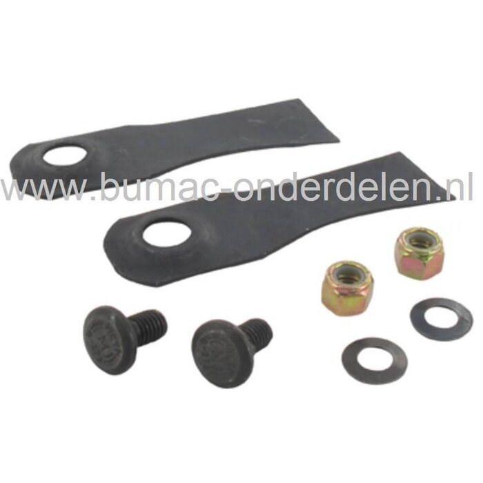 Messet 12,3 Cm VICTA voor Power Torque (vanaf 1985), Victa Mestips Set van 2 Stuks voor Grasmaaiers, Benzinemaaiers, Maaimes, Mesjes met Bouten en Moeren voor Victa Gazonmaaiers, Motormaaiers vanaf bouwjaar 1985