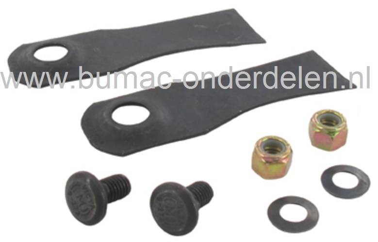 Messet 12,3 Cm VICTA voor Power Torque (vanaf 1985), Victa Mestips Set van 2 Stuks voor Grasmaaiers, Benzinemaaiers, Maaimes, Mesjes met Bouten en Moeren voor Victa Gazonmaaiers, Motormaaiers vanaf bouwjaar 1985