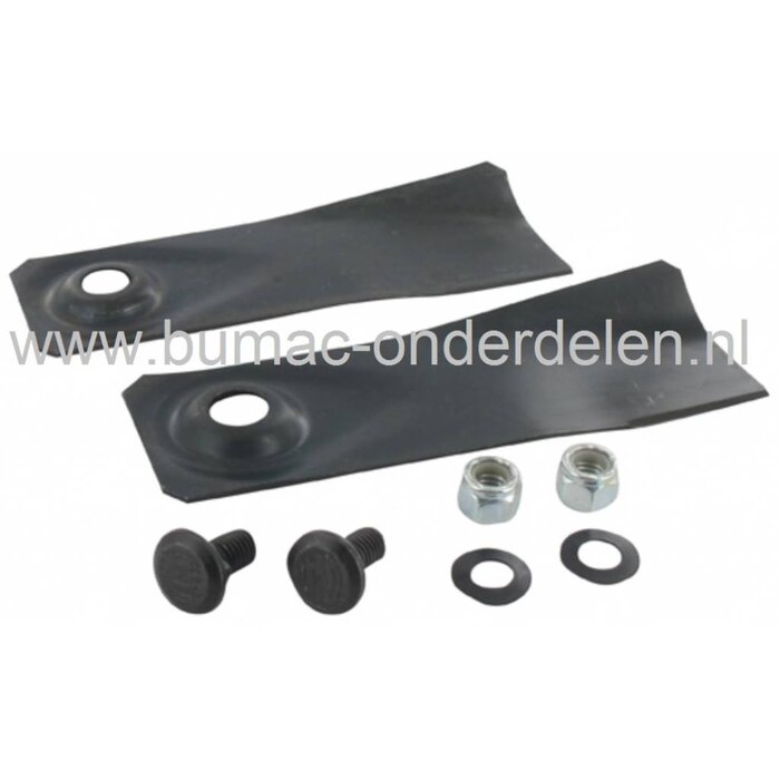 Victa Messet 17 Cm voor Grasmaaiers Pro 550 - Super 600 - Super 24", Mestipset van 2 stuks met bouten en moeren voor Loopmaaiers, Grasmaaimachines, Benzinemaaiers van VICTA, Maaimesjes Set van 2 met Bevestiging voor Victa Maaiers