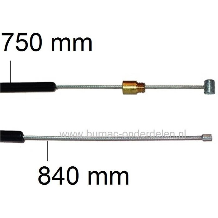 Koppelingskabel voor Atco - Qualcast en Allett Kensington Kooimaaiers, Kabel voor Aandrijving van de Wals - Rol bij Atco Balmoral B 14 - B 17 - B 20, Qualcast Classic Petrol Punch 30 S - 35 S en 43 S, Allett Kensington 14 K - 17 K en 20 K Kooimaaiers