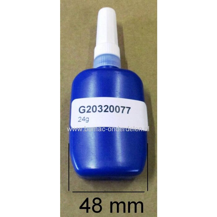 Schroefdraadborgmiddel voor het Vastplakken van Bouten, Moeren, Draadeinden van Grasmaaier, Kettingzaag, Zitmaaier, Frontmaaier, Quad, Trilplaat, Bosmaaier, Scooter, Trekker, Aanhanger, Hoogwerker, Generator, Bobcat, Minikraan