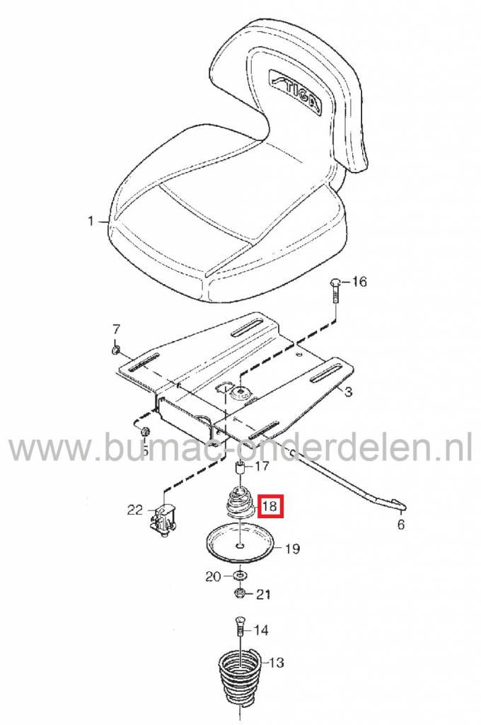 Zittingveer STIGA Frontmaaiers Park, Primo, Ready, Veren voor Zetels van Castelgarden, Stiga, Alpina, Mountfield, Zitmaaiers, Tuintrekkers, Minitractors, GGP Zittingveren, Stoelveer