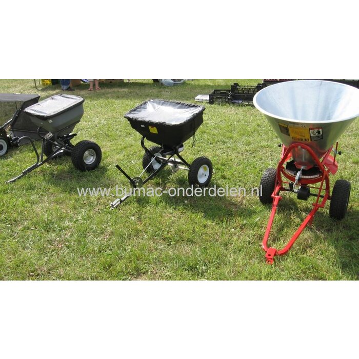 Kunstmeststrooier Achter Zitmaaier - Quad - Frontmaaier of Duwmodel, Kalkstrooier, Graszaadstrooier, degelijke strooier voor Zitmaaiers