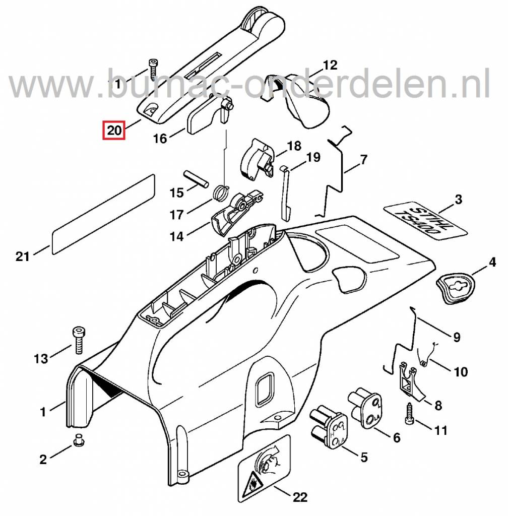 Stihl Handvathouder voor Bediening Gashendel en Choke bij Doorslijpmachines TS400, Greepplaat Stihl TS 400, Kunststof Plaat met Gleuf voor Hendel Gasvergrendeling bij Stihl Bandenzaag, Doorslijpers, Motorslijpers, Greepplaat, onderdeel