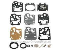 Walbro Membraan set voor Carburateur op Bosmaaier, Kettingzaag, Strimmer, Motorzaag, Heggenschaar, Bladblazer van o.a. Echo, Husqvarna, Kawasaki, Robin, Shindaiwa en Tanaka, Walbro K10WY Membraanset