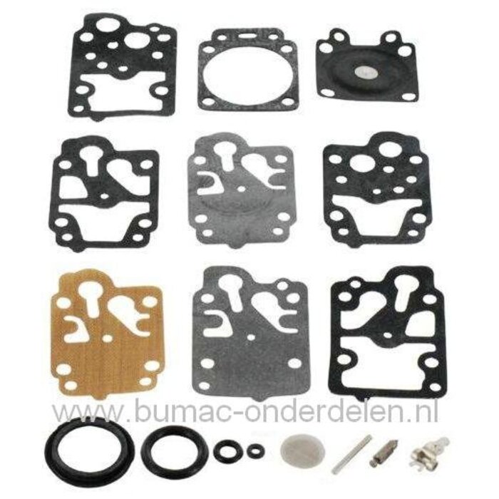 Walbro Membraan set voor Carburateur op Bosmaaier, Kettingzaag, Strimmer, Motorzaag, Heggenschaar, Bladblazer van o.a. Echo, Husqvarna, Kawasaki, Robin, Shindaiwa en Tanaka, Walbro K10WY Membraanset