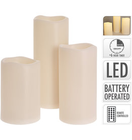 LED kaarsen - geschikt voor buiten - met timer - set van 3