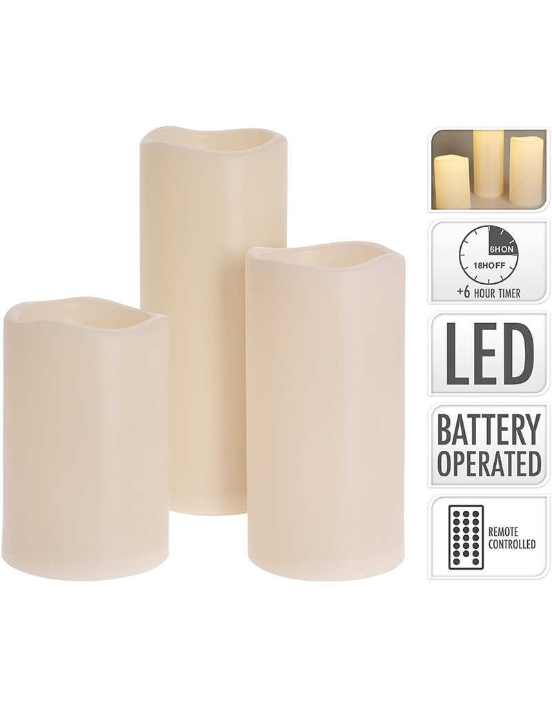 LED kaarsen - geschikt voor buiten - met timer - set van 3