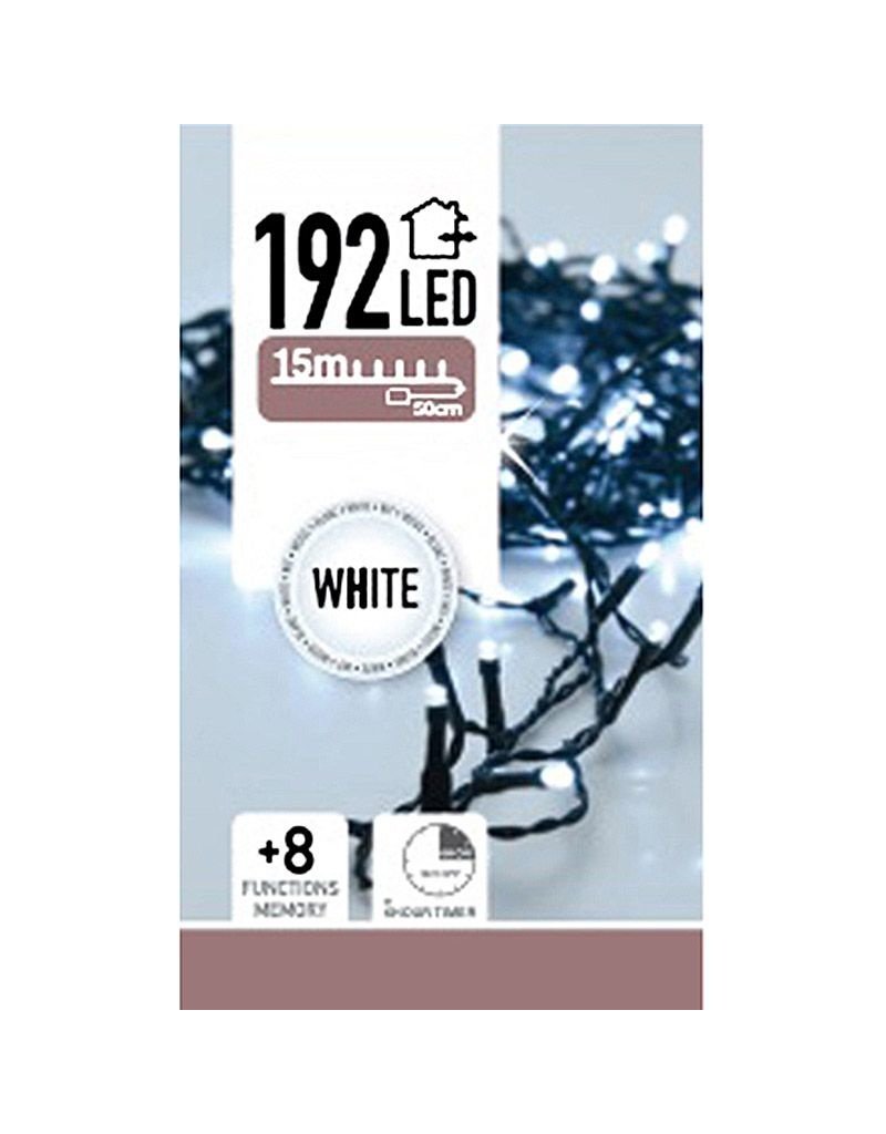 Kerstverlichting 192 LED's - wit - op batterij