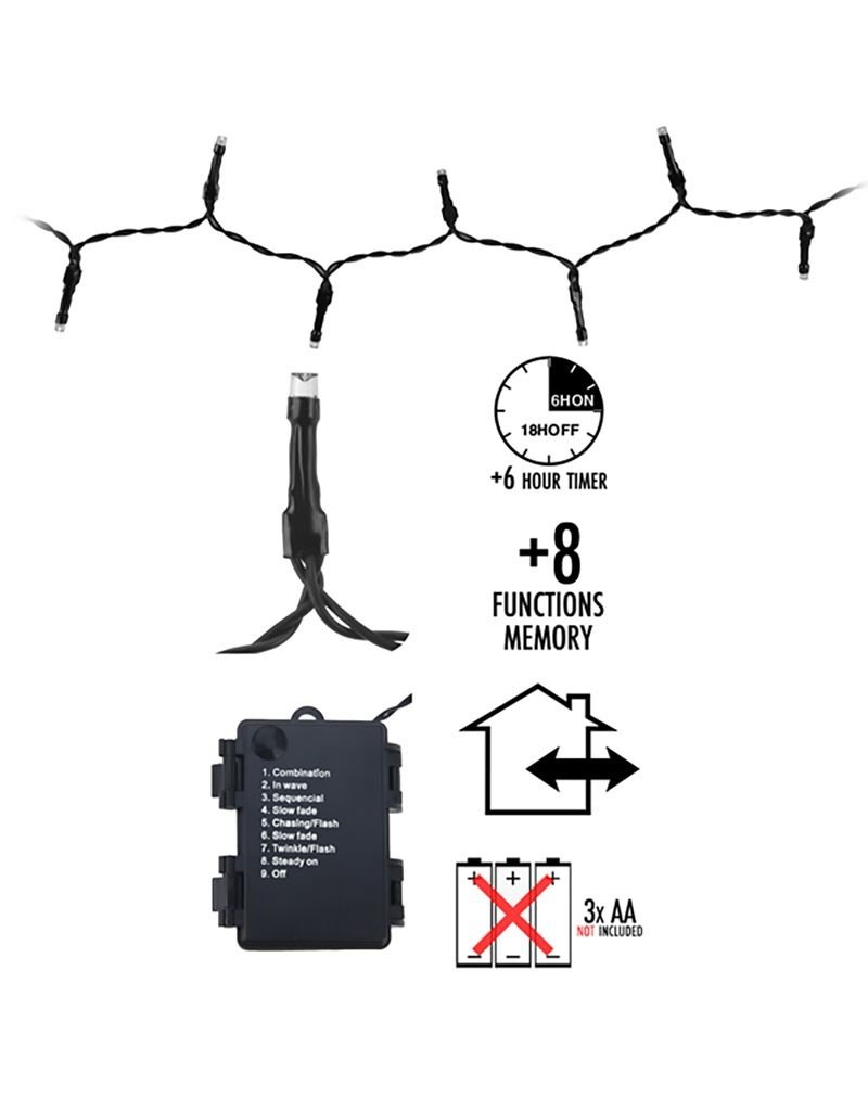 Kerstverlichting 192 LED's - wit - op batterij