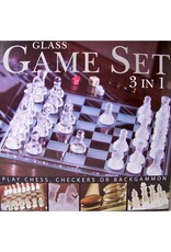 Glazen Spellenset (3-in-1) - Schaken, Backgammon, Checkers
