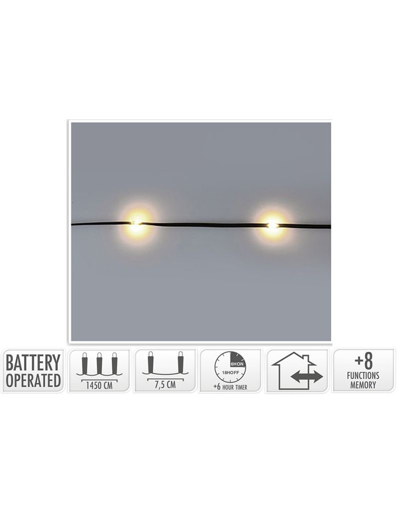 Batterijverlichting Softwire - 14.5m - 192 LED - warm wit - met timer