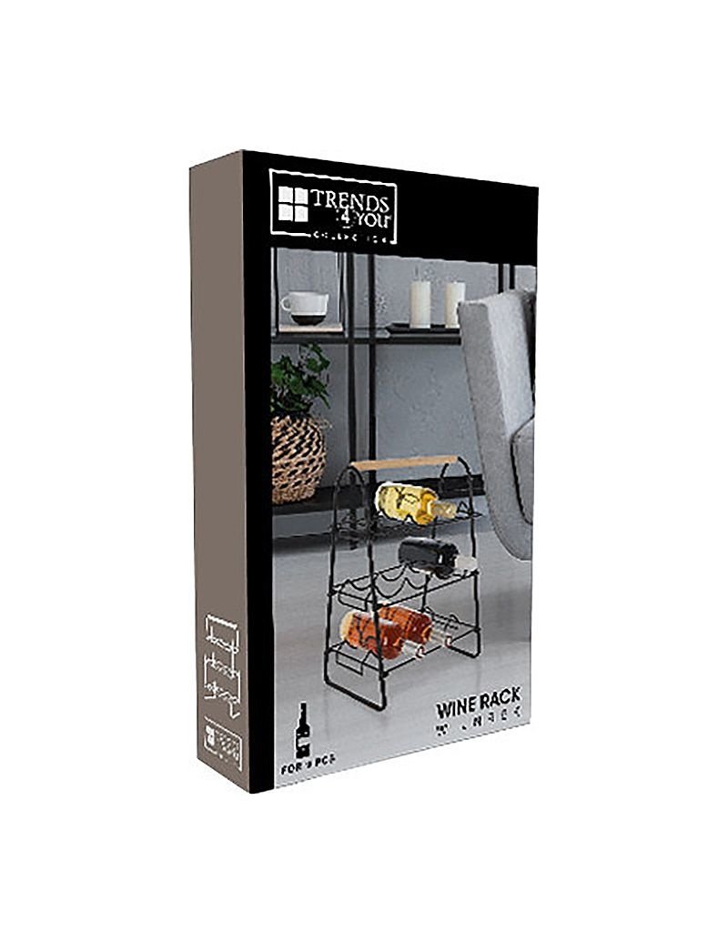 Trends4You Metalen Wijnrek voor 9 flessen