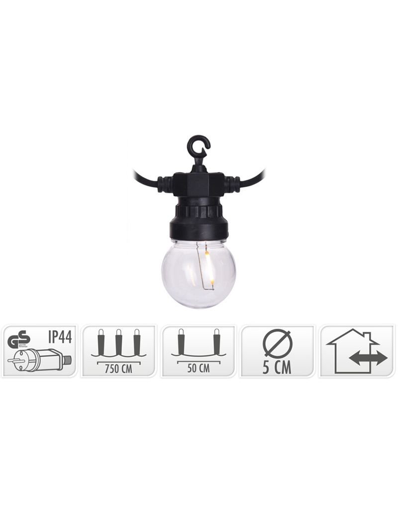 Lichtsnoer met 10 LED Filament Lampen - voor buiten