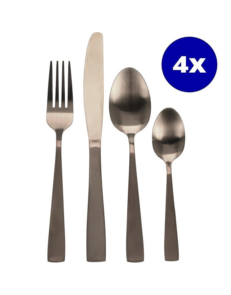 Excellent Houseware Bestekset RVS 16-delig - Mat Goud Gekleurd