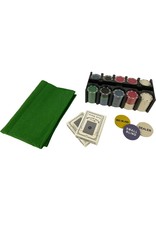 Pokerset 200 pokerchips - inclusief kaarten, pokermat en dealer, big blind en small blind