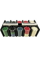 Pokerset 200 pokerchips - inclusief kaarten, pokermat en dealer, big blind en small blind