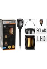 ProGarden Tuinlamp Fakkel - Solar - LED vlameffect - 3-in1: prikspot, staand, hangend - 47cm