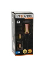 ProGarden Tuinlamp Fakkel - Solar - LED vlameffect - 3-in1: prikspot, staand, hangend - 47cm