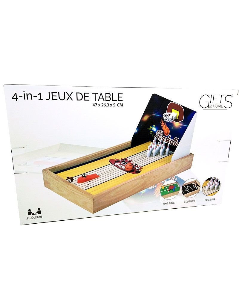 Gifts@Home 4-in-1 Tafelspel - Voetbal - Basketbal - Tafeltennis - Bowlen