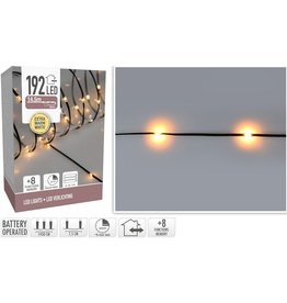 LED Verlichting  192 LED - extra warm wit - op batterij - 8 Lichtfuncties - Timer - Soft Wire