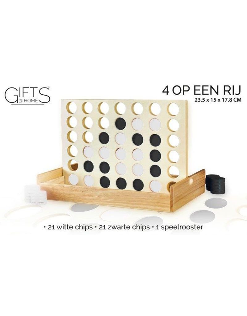 Gifts@Home Vier op een Rij - Hout - Reisspel