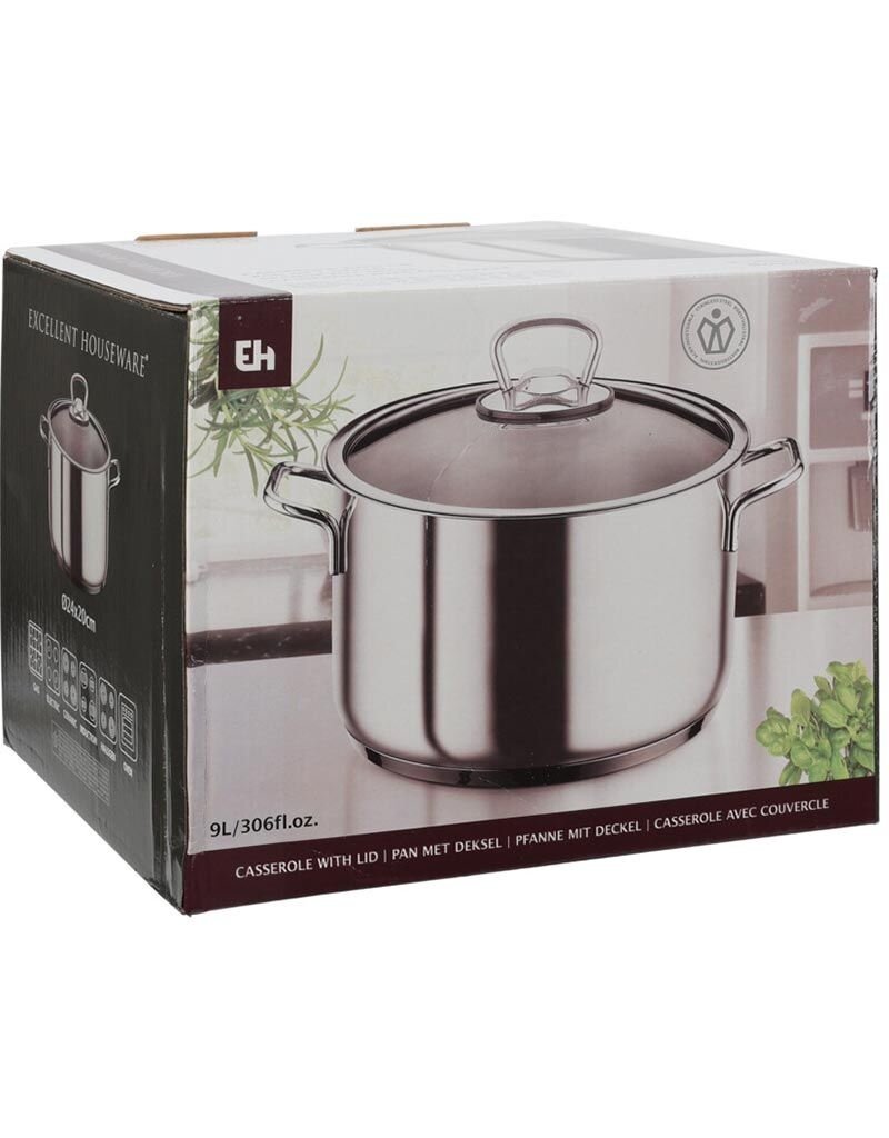 Excellent Houseware Kookpan - 24 cm - 9.0 liter - RVS - Met deksel