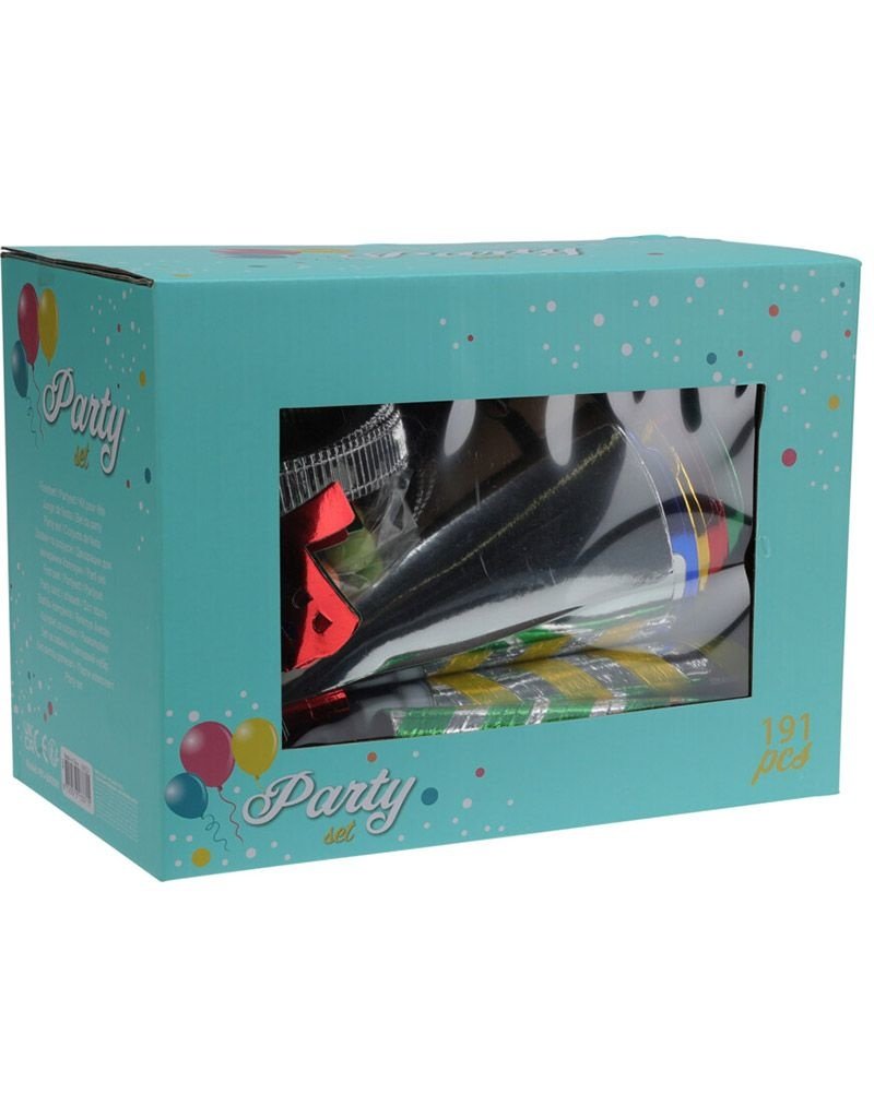 Partyset voor Kinderfeestjes - feesthoedjes, toeters en meer - 191-delig