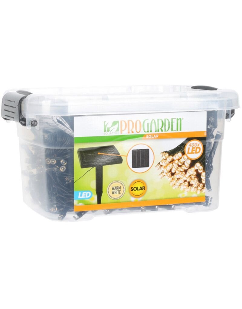 ProGarden Solar Lichtsnoer - 400 LED - 24  + 4 meter - Warm wit  - met Bewaarbox