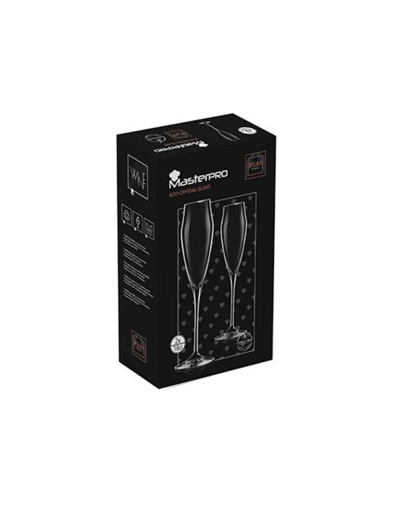 Bergner Masterpro Wijnglazen - Fluitglazen - 18.2cl - Kristalglas - 2 stuks