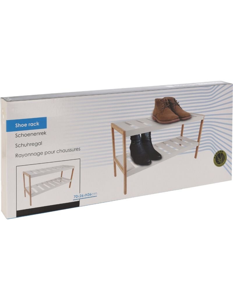 Storage Solutions Schoenenrek van bamboe en MDF - 70 x 26 x H36 cm