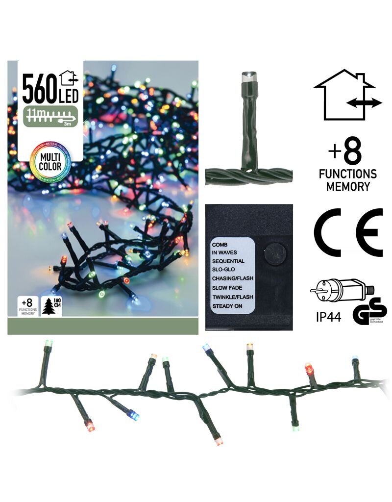 Micro Cluster - 560 LED's  -11 meter - multicolor - 8 functies + geheugen