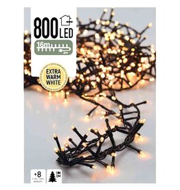 Micro Cluster 800 LED's  -16 meter - extra warm wit - 8 functies + geheugen