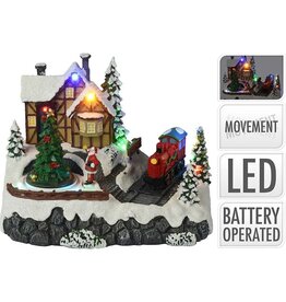 Kersttafereel - Trein - met verlichting en beweging - op batterijen