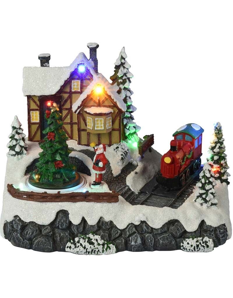 Kersttafereel - Trein - met verlichting en beweging - op batterijen