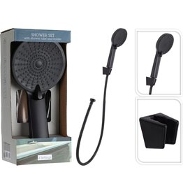 Bathroom Solutions Doucheset  - Douchekop met Doucheslang en Houder - 3 standen - zwart