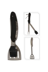 Barbecue Multitool RVS zwart - 5-in-1 multi gereedschap - inklapbaar - groot model