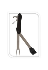 Barbecue Multitool RVS zwart - 5-in-1 multi gereedschap - inklapbaar - groot model
