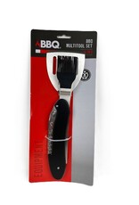 Barbecue Multitool RVS zwart - 5-in-1 multi gereedschap - inklapbaar - groot model