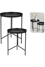 Trends4You Bijzettafels Zwart - set van 2 - D31xH38 cm en D36xH45 cm