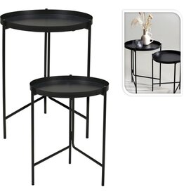 Trends4You Bijzettafels Zwart - set van 2 - D31xH38 cm en D36xH45 cm