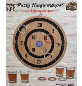 Casino Ringwerpspel met 4 Shotglaasjes