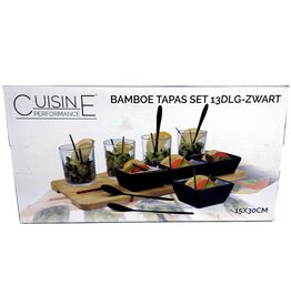 Serveerplank voor Tapas - Bamboe - 30x15 cm - 13-delig