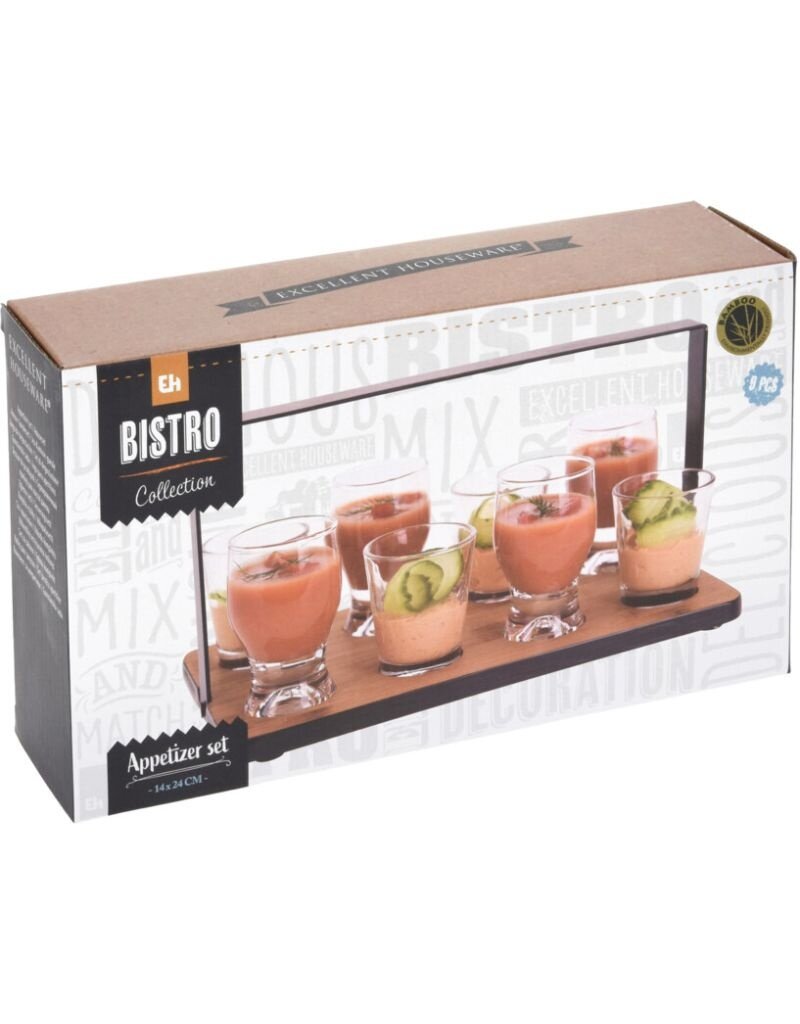 Excellent Houseware Amuse set met Serveerrekje en Glaasjes