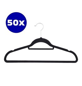 50 x Anti-slip Kledinghangers met Broeklat - zwart
