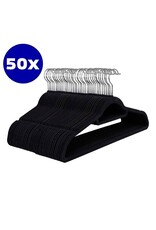 50 x Anti-slip Kledinghangers met Broeklat - zwart