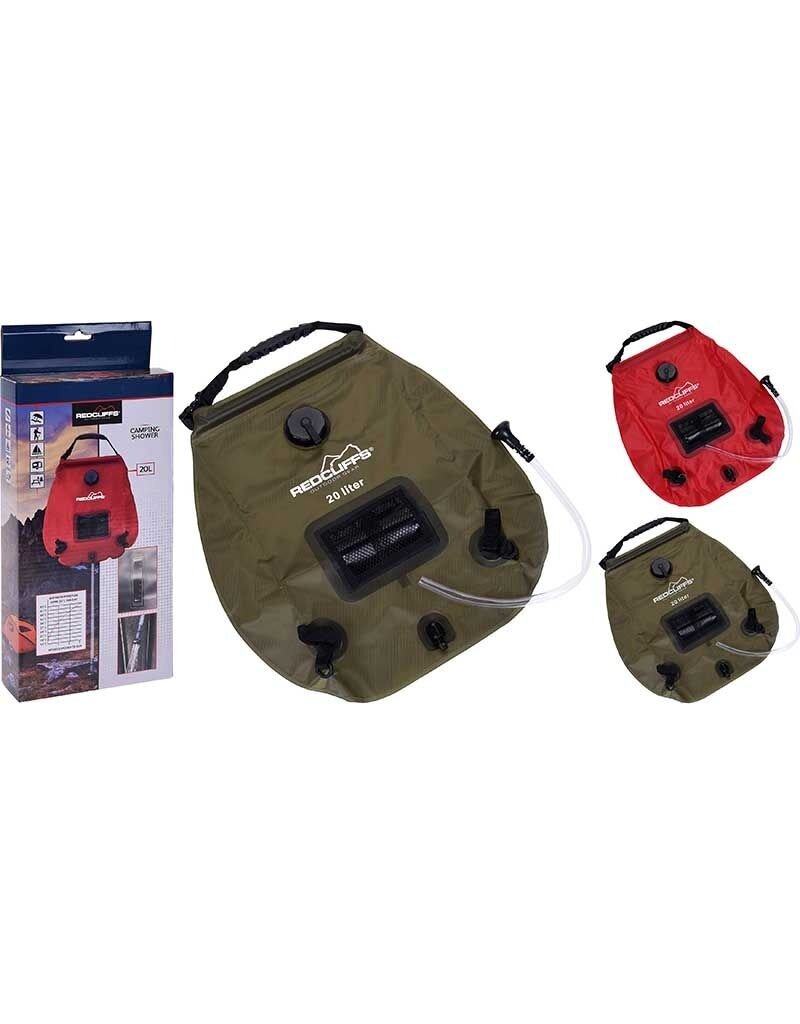 Redcliffs Campingdouche met thermometer - 20 liter - rood